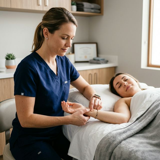 Acupressure therapy session