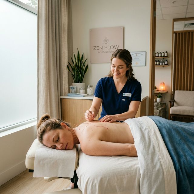 Acupuncture session in modern clinic